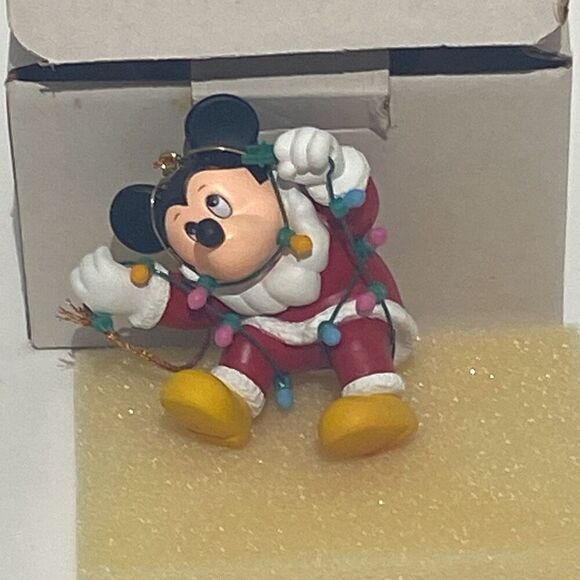 Disney Santa Mickey Mouse With Christmas Light Collectible Hanging Ornament - Picture 1 of 7